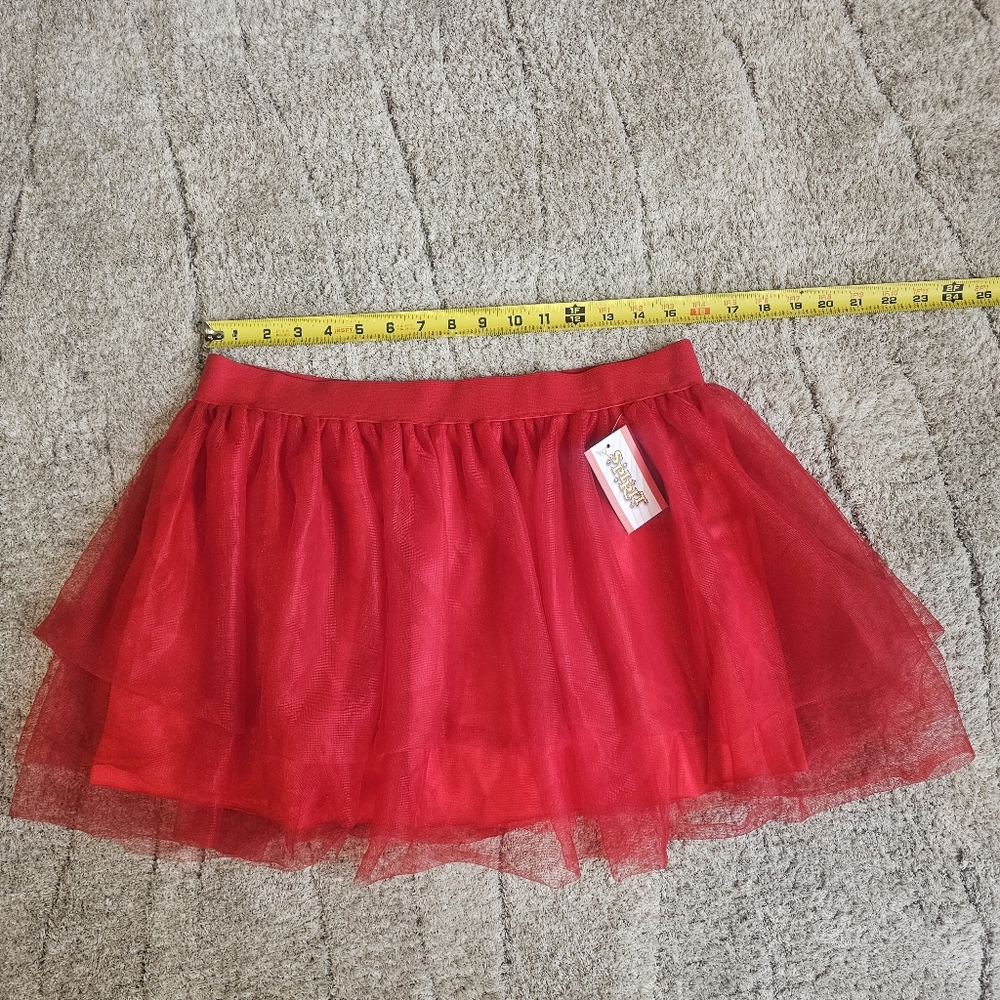 New Spirit Halloween Tulle Skirt Dress Up Red Solid Elastic Waist Pull On
